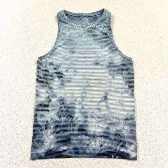 Lululemon Swiftly Tech High Racerback Tank 2.0 Shibori Stripe True Navy Blue 8 - Picture 1 of 6